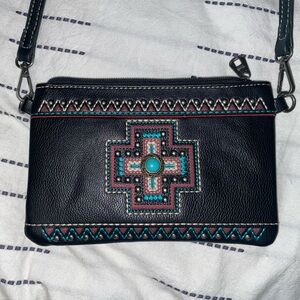 Black western cross body bag